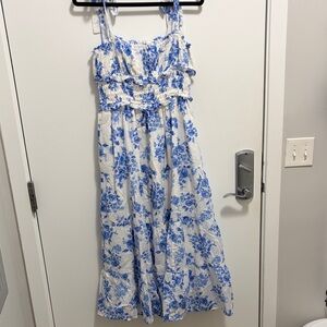 Women’s White and Blue Floral Sundress